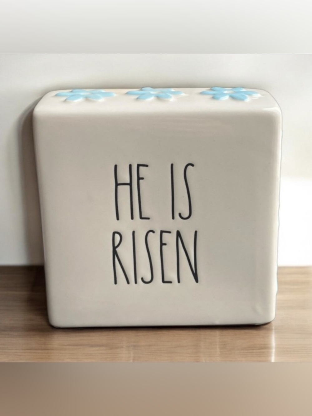 NEW Rae Dunn HE IS RISEN and BLESSED Double Side Ceramic Block Easter Religious